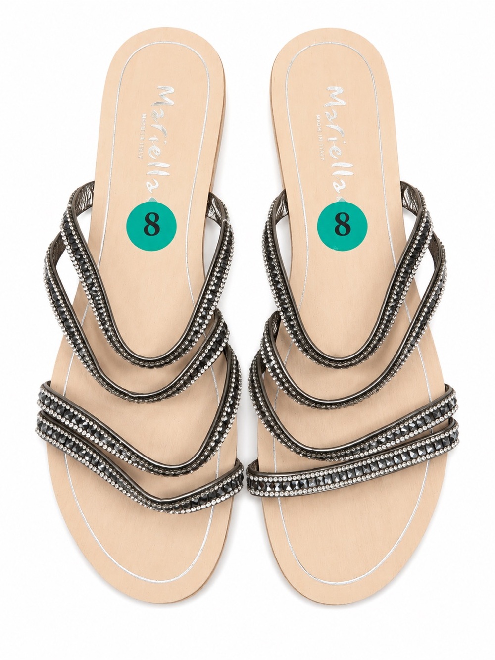 Mariella Made in Italy Women’s Rhinestone Embellished Strappy Sandals. Size: 8